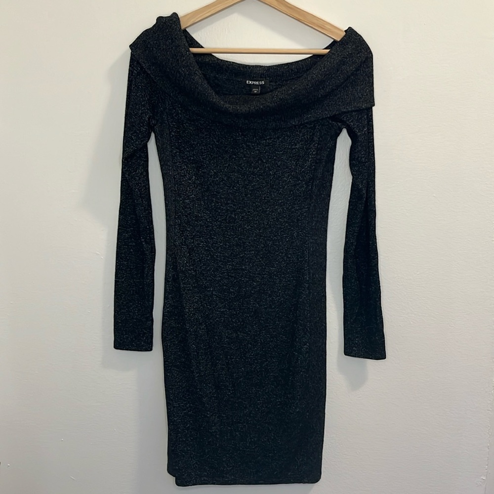 Women’s Off The Shoulder Marbled Long Sleeve Sweater Dress Size XS